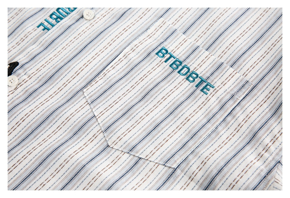 ストライプアクセント レターパッチシャツ