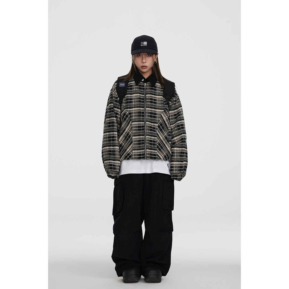 グリッドチェックジップジャケット
